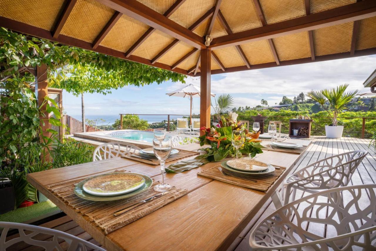 Villa Manuiti, Balinese Luxury Home - Private Swim Spa, Ocean View - Ofyr Bbq - Koi Pond Punaauia  Esterno foto